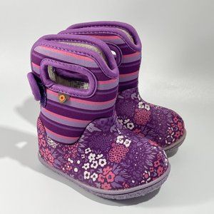 Baby Bogs - Girls Winter Boots - Purple Floral NW Garden sz 4 Toddler